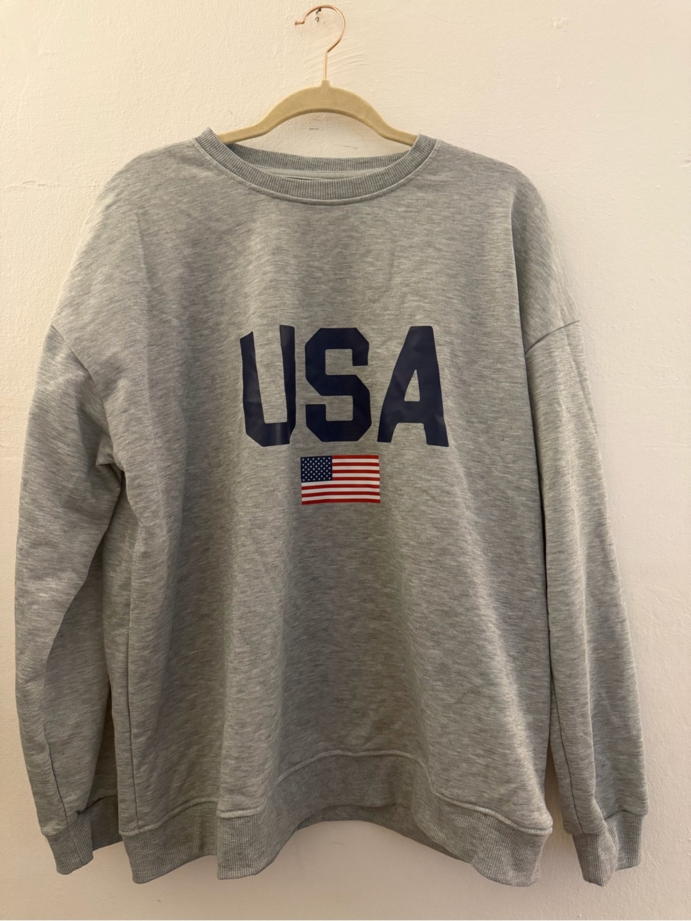 Gray USA Flag Crewneck Sweatshirt - unisex XXL NWOT